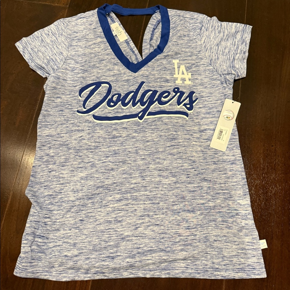 Women's LA Dodgers Touch Royal Hail Mary V-Neck Back Wrap T-Shirt NWT Sz M - Picture 4 of 4